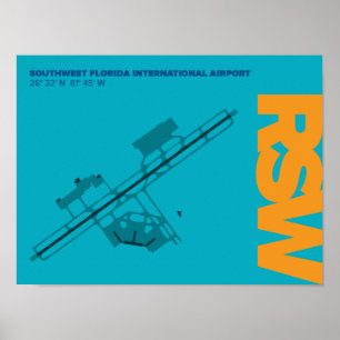 Flughafen-Diagramm Südwestflorida-Flughafen-(RSW) Poster