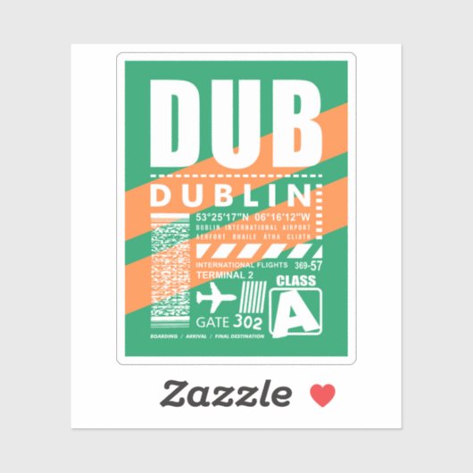 Flughafen DUB Dublin Aufkleber (Blatt)