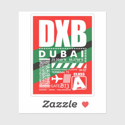 Flughafen DXB Dubai Aufkleber (Blatt)