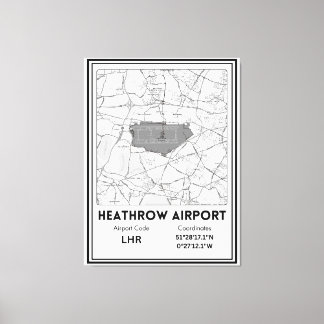 Flughafen Heathrow - Karte Leinwanddruck