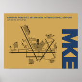 Flughafen Milwaukee (MKE) Diagramm Poster (Vorne)
