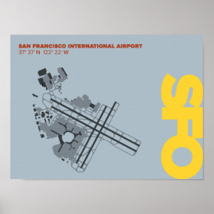 Flughafen San Francisco (SFO) Diagramm Poster