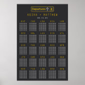 Flughafenabflugkarte XL Hochzeitstabelle Poster (Vorne)