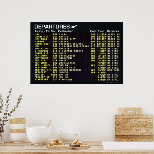 Flughafenabflugplakat Poster (Küche)