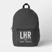 Flughafencode London Heathrow LHR - Luftfahrt Bedruckter Rucksack (Vorderseite)