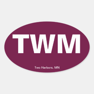 Flughafencode - Zwei Häfen, Minnesota Ovaler Aufkleber