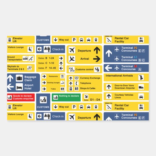 Flughafenzeichen Rechteckiger Aufkleber (Vorderseite)