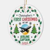 Flugkapitän Erstes Weihnachten Pilot Personalisier Keramik Ornament (Links)