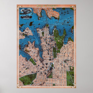 FLUGKARTE SYDNEY AUSTRALIA 1922 POSTER