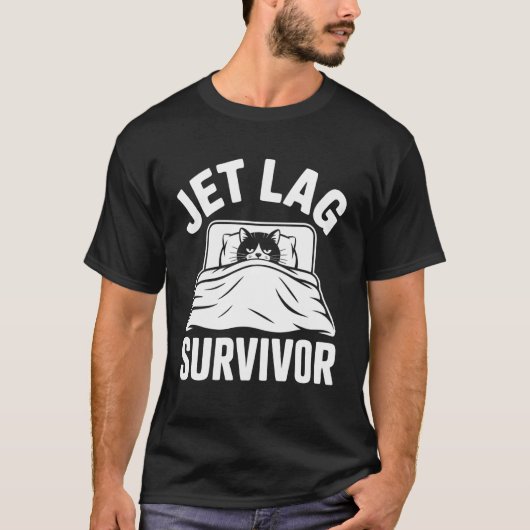 Flugkatze Jetlag-Überlebende T-Shirt (Vorderseite)