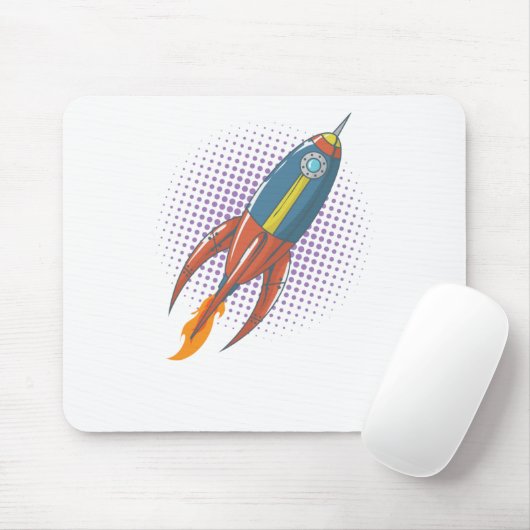 Flugkörper Rakete Weltall Comic Mond Mousepad (Mit Mouse)
