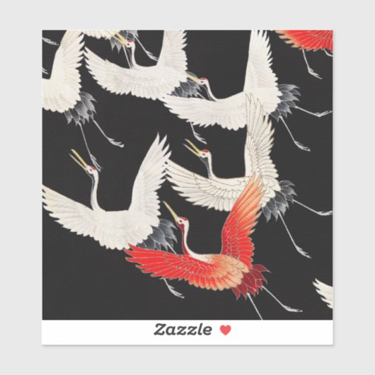 Flugkrane: Japanische Bird Kimono Art Aufkleber (Blatt)