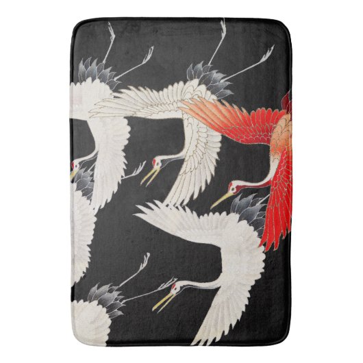 Flugkrane: Japanische Bird Kimono Art Badematte (Vorderseite Vertikal)