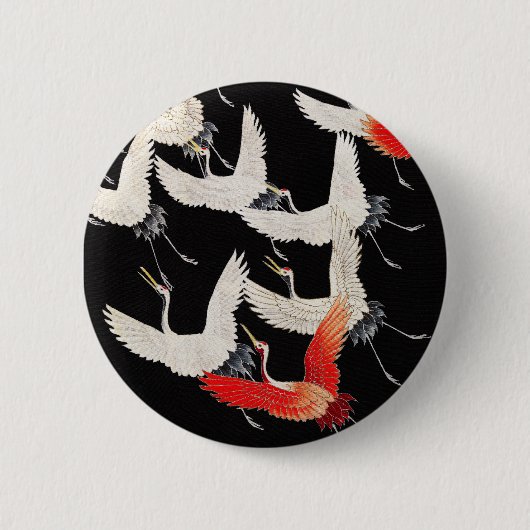 Flugkrane: Japanische Bird Kimono Art Button (Vorderseite)