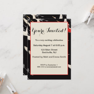 Flugkrane: Japanische Bird Kimono Art Einladung