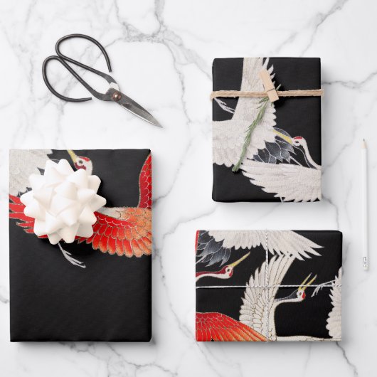 Flugkrane: Japanische Bird Kimono Art Geschenkpapier Set (Vorderseite)