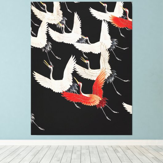 Flugkrane: Japanische Bird Kimono Art Leinwanddruck (Insitu (Holzboden))