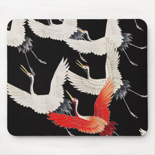 Flugkrane: Japanische Bird Kimono Art Mousepad (Vorne)