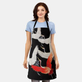 Flugkrane: Japanische Bird Kimono Art Schürze (Getragen)