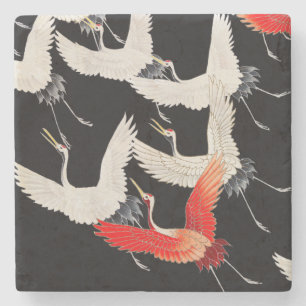 Flugkrane: Japanische Bird Kimono Art Steinuntersetzer
