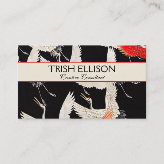Flugkrane: Japanische Bird Kimono Art Visitenkarte (Vorderseite)