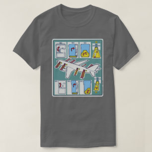 Fluglinien-Notsicherheits-Karte T-Shirt