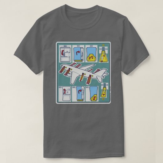 Fluglinien-Notsicherheits-Karte T-Shirt (Design vorne)