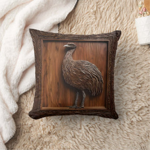 Fluglose Wunder: Australische Emu Wood Print, Kissen