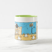 Fluglotse-lustiger Toiletten-Cartoon Zweifarbige Tasse (Mittel)