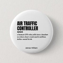 Fluglotsen - Definition des Büro Humors Button