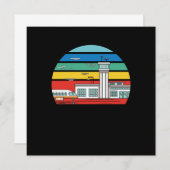 Fluglotsen in Vintag Einladung (Vorne/Hinten)