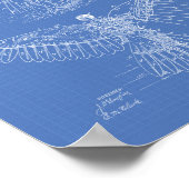 Flugmaschine 1889 Patentart - Blueprint Poster (Ecke)