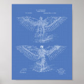 Flugmaschine 1889 Patentart - Blueprint Poster (Vorne)