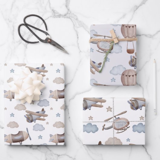 Flugmaschinen geschenkpapier set (Vorderseite)