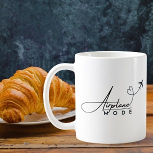 Flugmodus, Reise, Minimalistisches Skript, Luftfah Kaffeetasse