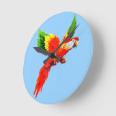 Flugpapagei Runde Wanduhr (Winkel)
