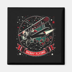 Flugplatz hässlicher Weihnachtspullover Flugzeugbe Magnet