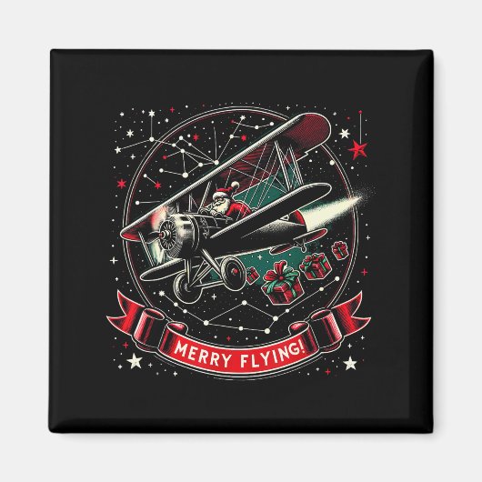Flugplatz hässlicher Weihnachtspullover Flugzeugbe Magnet (Vorne)