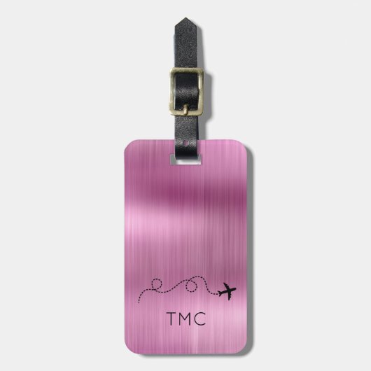 Flugreise-Abenteuer INITIALS Flight Metallic Gepäckanhänger (Vorderseite vertikal)