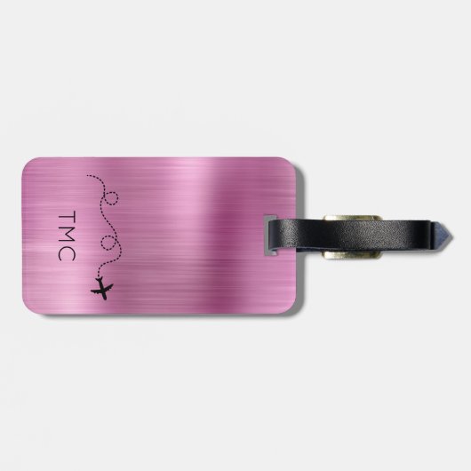 Flugreise-Abenteuer INITIALS Flight Metallic Gepäckanhänger (Rückseite horizontal)