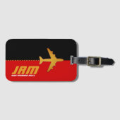 Flugreise mit Monogramm rot/schwarz Gepäckanhänger (Vorderseite (Horizontal))