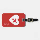 Flugreise mit personalisierter roter Liebe Gepäckanhänger (Vorderseite horizontal)