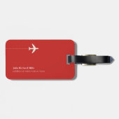 Flugreise mit personalisierter roter Liebe Gepäckanhänger (Rückseite horizontal)