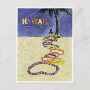 Flugreise nach Hawaii im Vintage-Stil Postkarte