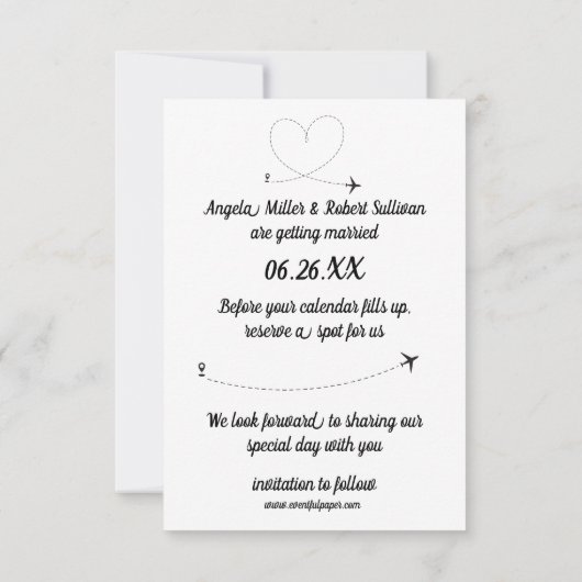 Flugreise - Save the Date 3x5 Einladung (Rückseite)