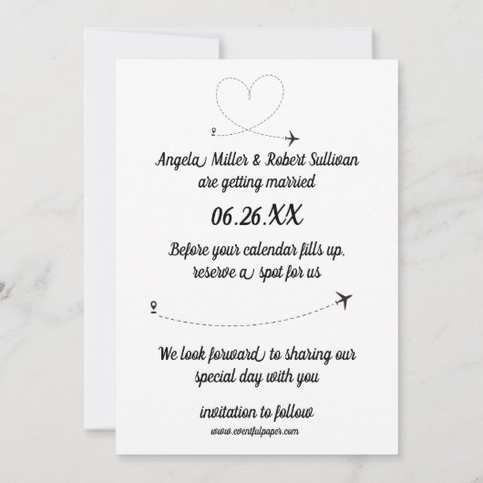 Flugreise - Save the Date Einladung (Rückseite)