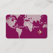 Flugreise Weltkarte für Weinfarbe Visitenkarte (Vorderseite)