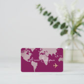 Flugreise Weltkarte für Weinfarbe Visitenkarte (Stehend Vorderseite)