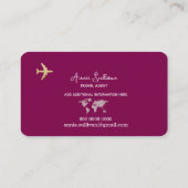 Flugreise Weltkarte für Weinfarbe Visitenkarte (Rückseite)