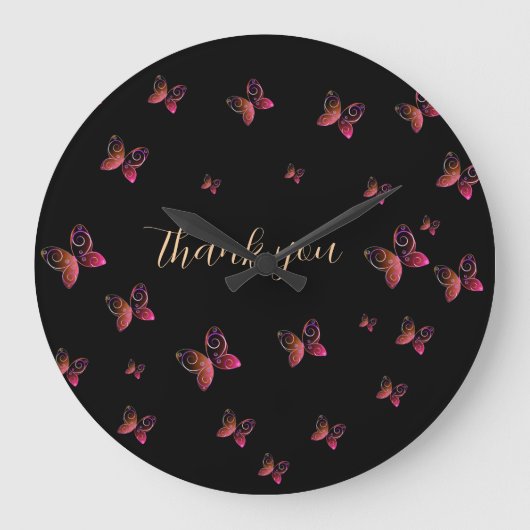 Flugschmetterlinge danke große wanduhr (Vorderseite)